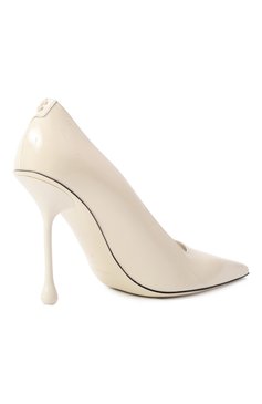 Женские лакированные туфли ixia 95 JIMMY CHOO кремового цвета, арт. IXIA 95 | Фото 5 (Подошва: Плоская; Материал внутренний: Натуральная кожа; Драгоц�енные камни: Проставлено; Каблук высота: Высокий; Материал внешний: Натуральная кожа; Материал сплава: Проставлено; Каблук тип: Шпилька)