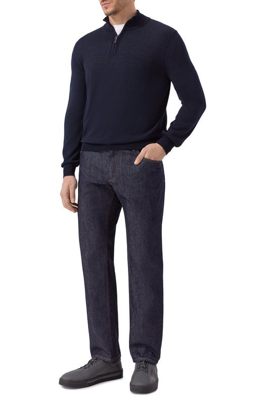 Шерстяной джемпер Canali C0015/MK00077 Синий  C0015/MK00077 Фото 2