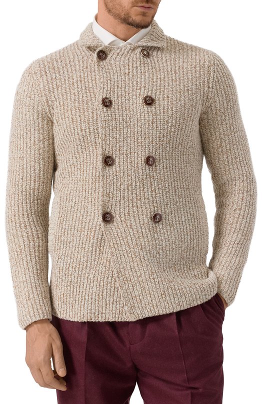 Кардиган из шерсти и шелка Brunello Cucinelli MRI55501 Бежевый  MRI55501 Фото 3
