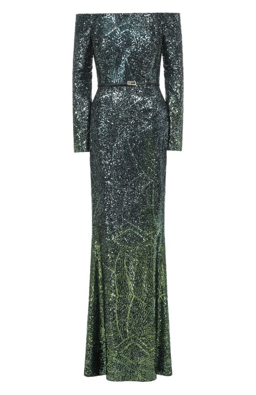 Платье с отделкой пайетками Elie Saab D0419PF25/PA012 Зелёный D0419PF25/PA012