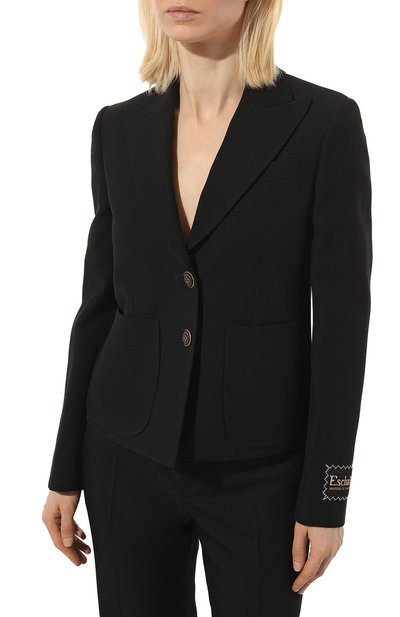 Жакет из шелка и шерсти GUCCI черного цвета по цене 285120 руб., арт. 657053 ZAD88, фото 3 Жакет из шелка и шерсти GUCCI, арт. 657053 ZAD88, фото 3