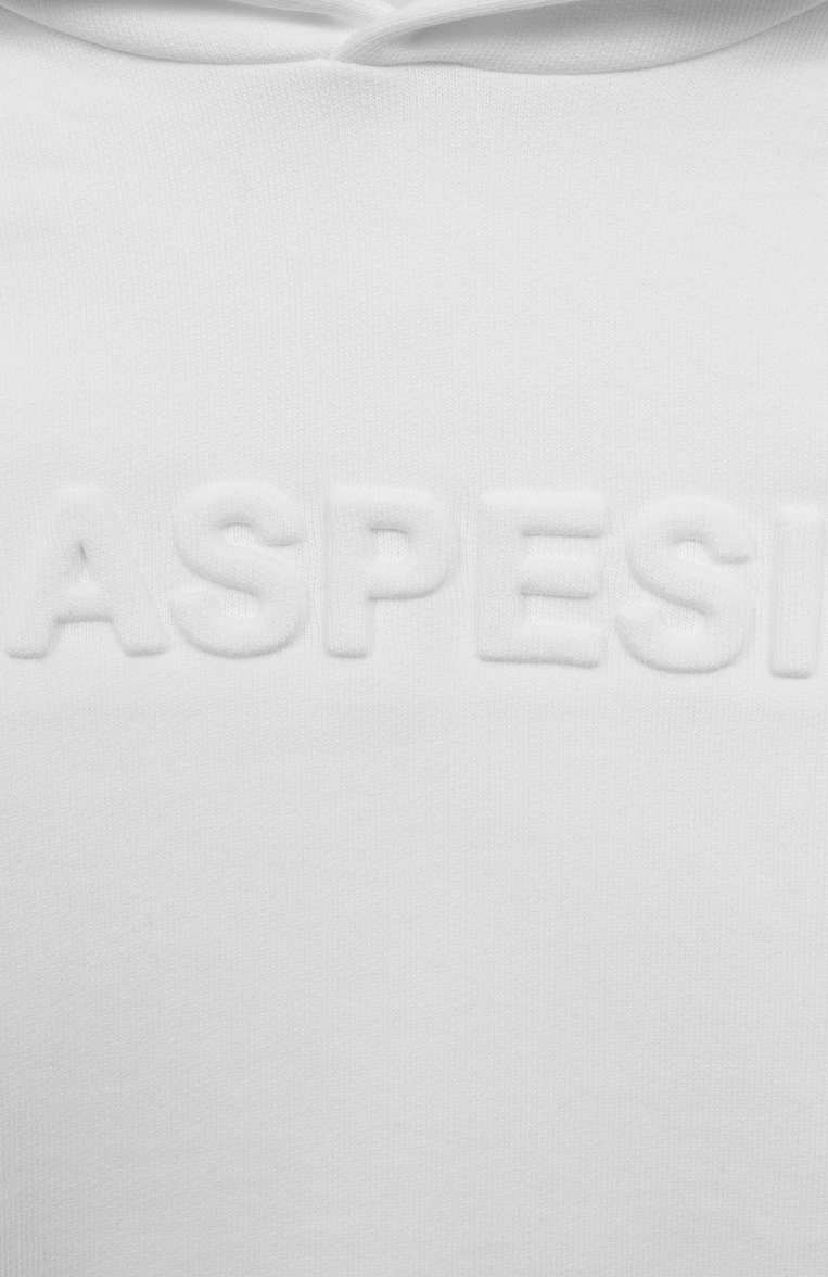 Детский хлопковое худи ASPESI белого цвета, арт. S25007MFM0123/6A-8A | Фото 3 (Рукава: Длинные; Материал внешний: Хлопок; Мальчики Кросс-КТ: Толстовка-спорт, Худи-одежда; Ростовка одежда: 6 лет | 116 см, 8 лет | 128 см)