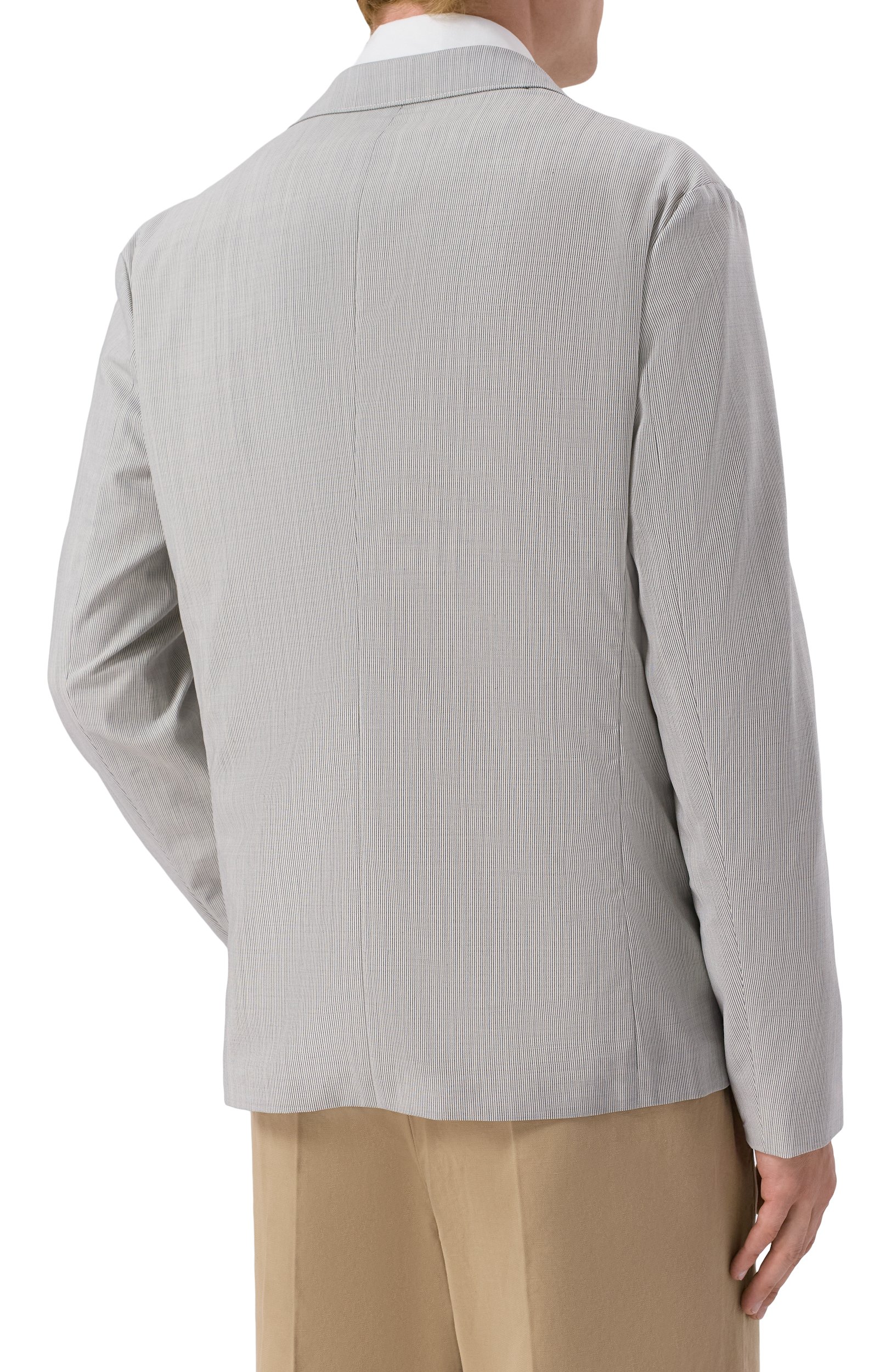 Шерстяной пиджак EMPORIO ARMANI светло-серого цвета по цене 106500 руб., арт. EM000069/TE22612, фото 4 Шерстяной пиджак EMPORIO ARMANI, арт. EM000069/TE22612, фото 4
