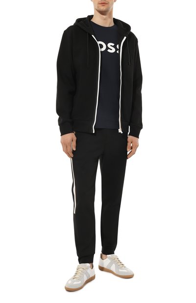 Хлопковая футболка BOSS ORANGE темно-синего цвета по цене 7490 руб., арт. 50481923, фото 2 Хлопковая футболка BOSS ORANGE, арт. 50481923, фото 2