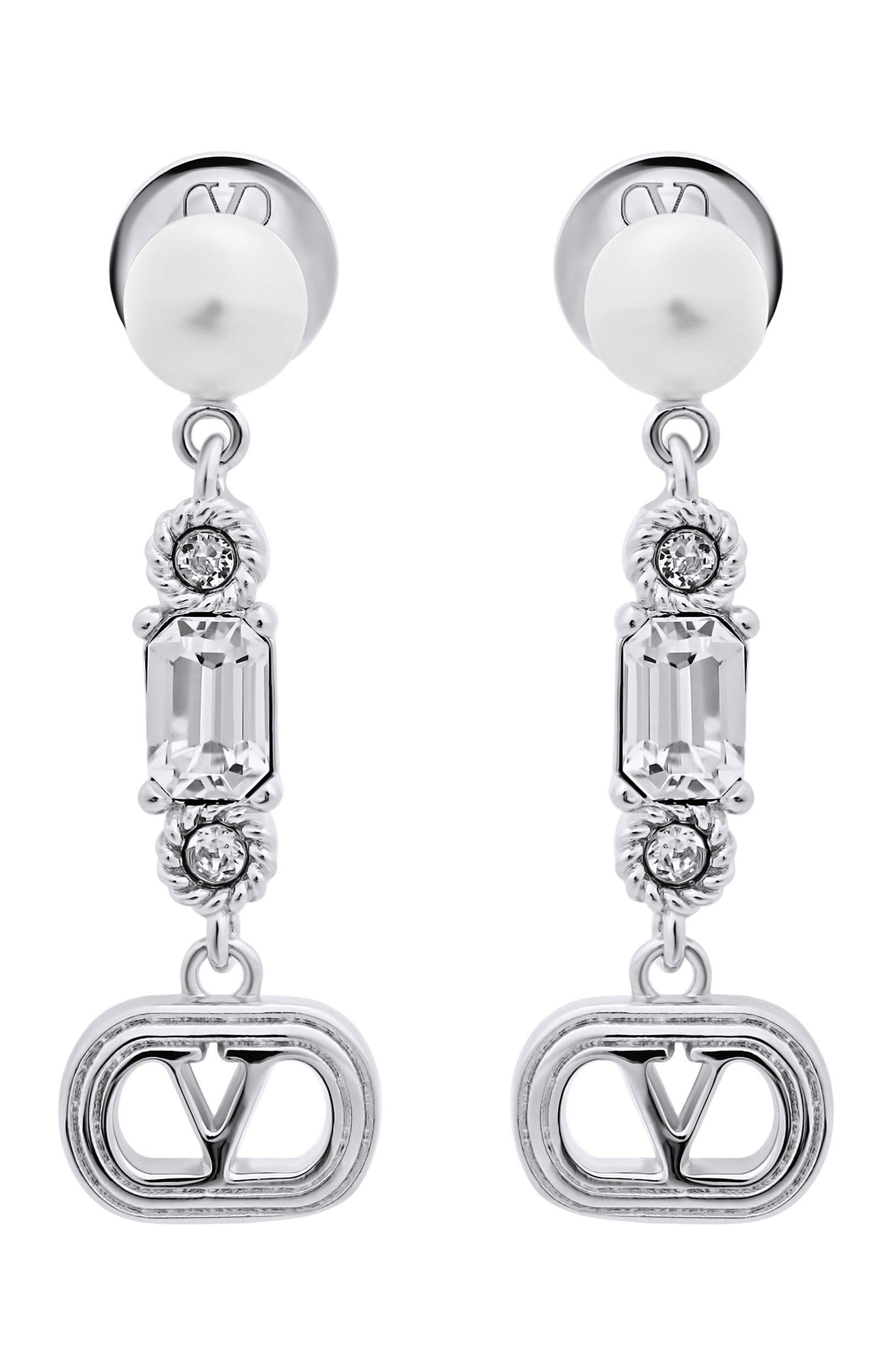 Серьги VALENTINO серебряного цвета по цене 59950 руб., арт. 9W2J0AI8/WKD, фото 1 Серьги VALENTINO, арт. 9W2J0AI8/WKD, фото 1