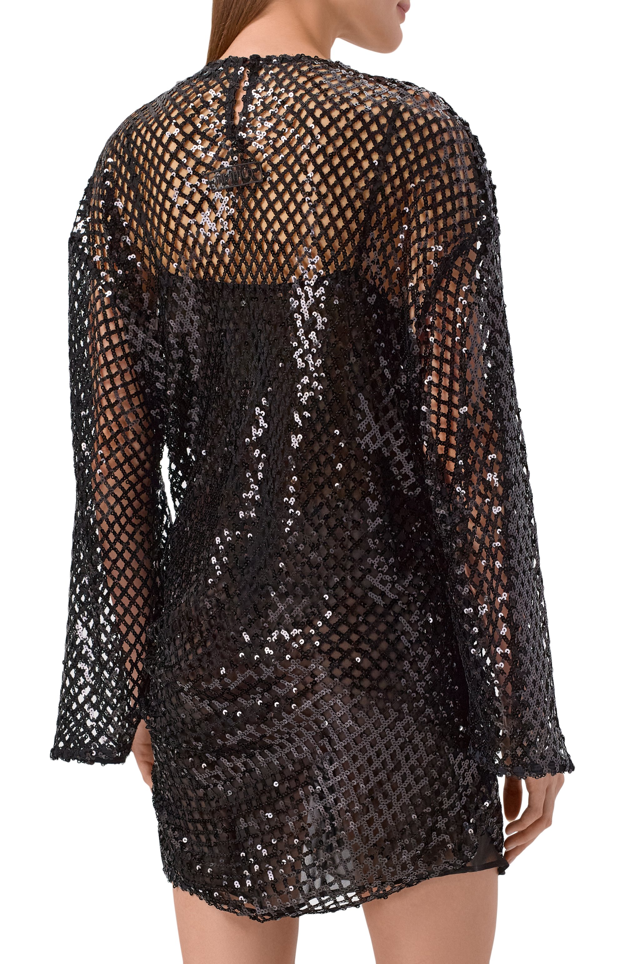 Платье с отделкой пайетками THE ATTICO черного цвета по цене 155500 руб., арт. 251WCA00453/PLL009AA, фото 4 Платье с отделкой пайетками THE ATTICO, арт. 251WCA00453/PLL009AA, фото 4