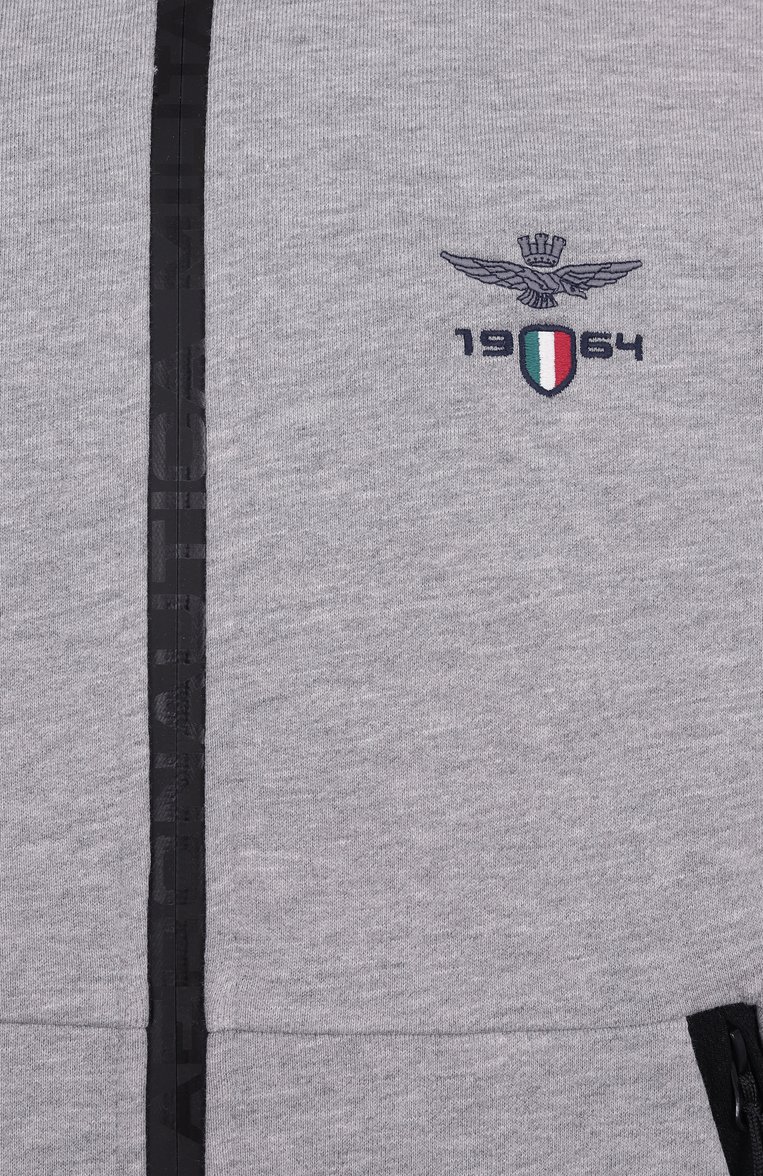 Мужской хлопковая толстовка AERONAUTICA MILITARE серого цвета, арт. FE1986F581 | Фото 6 (Рукава: Длинные; Материал внешний: Хлопок; Длина (для топов): Стандартные; Мужское Кросс-КТ: Толстовка-одежда; Стили: Кэжуэл)