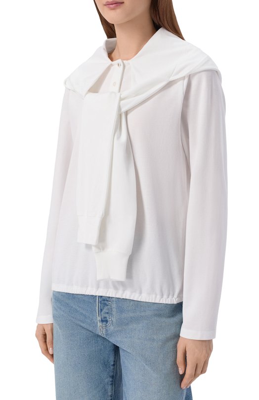 Хлопковый пуловер Dorothee Schumacher 428403 Белый  428403 Фото 3