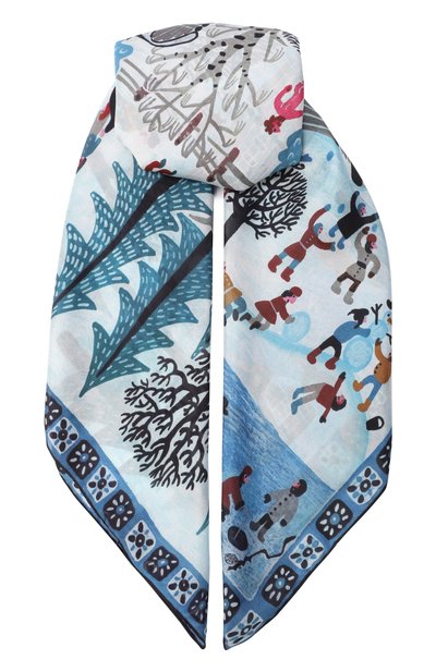 Женский шелковый платок зимняя деревня GOURJI, арт. 91133537/6244172