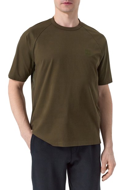 Хлопковая футболка C.P. COMPANY хаки цвета по цене 19950 руб., арт. 18CLTS023A006370W, фото 3 Хлопковая футболка C.P. COMPANY, арт. 18CLTS023A006370W, фото 3