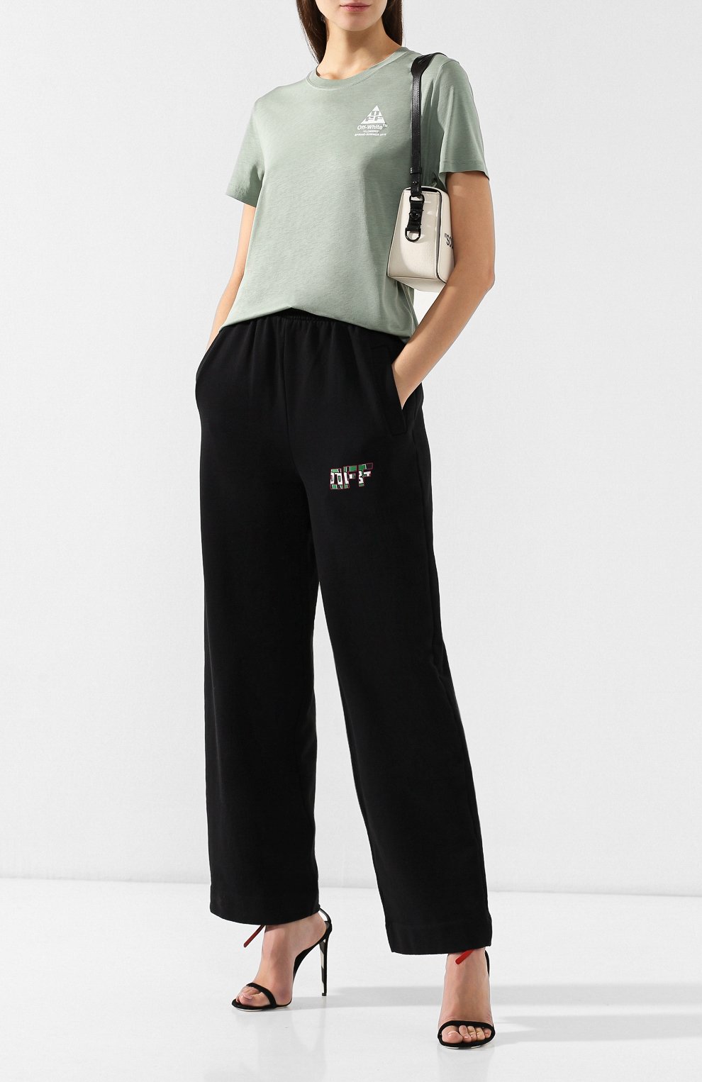 Хлопковые брюки OFF-WHITE черного цвета по цене 27350 руб., арт. 0WCH003R190030491088, фото 2 Хлопковые брюки OFF-WHITE, арт. 0WCH003R190030491088, фото 2