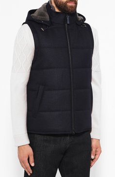 Шерстяной жилет с меховой отделкой BRIONI, арт. SUN30L/08A9P, фото 3