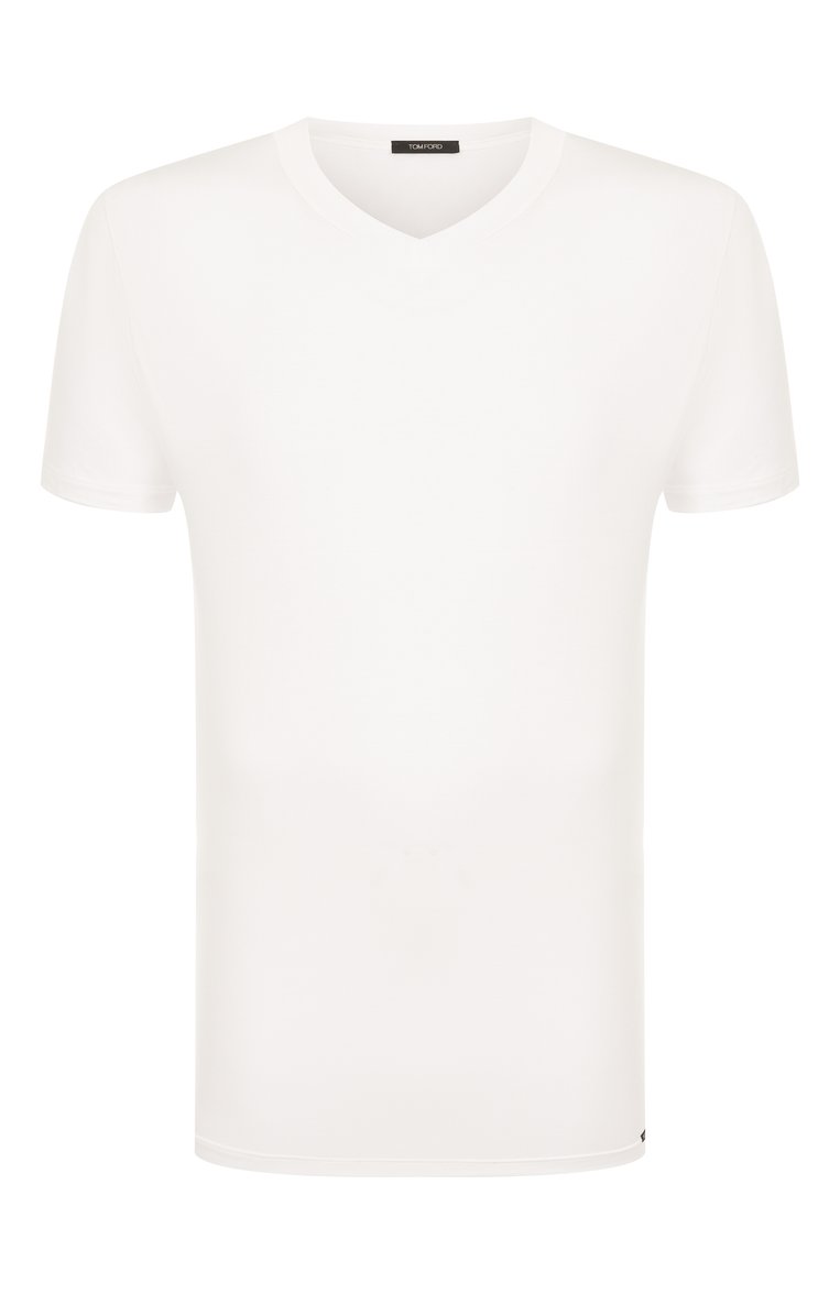 Мужская хлопковая футболка TOM FORD белого цвета, арт. T4M09/141 | Фото 1 (Рукава: Короткие; Длина (для топов): Стандартные; Материал внешний: Хлопок, Синтетический материал; Кросс-КТ: домашняя одежда)
