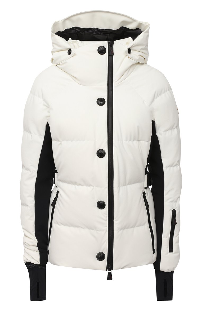 Женская пуховая куртка MONCLER белого цвета, арт. F2-098-1A512-40-53861 | Фото 1 (Материал внешний: Синтетический материал; Материал подклада: Синтетический материал; Длина (верхняя одежда): Короткие; Рукава: Длинные; Материал утеплителя: Пух и перо; Женское Кросс-КТ: Пуховик-куртка, Куртка-спорт; Кросс-КТ: Спорт, Куртка, лыжи, Утепленные; Стили: Спорт-шик; Материал сплава: Проставлено; Драгоценные камни: Проставлено)