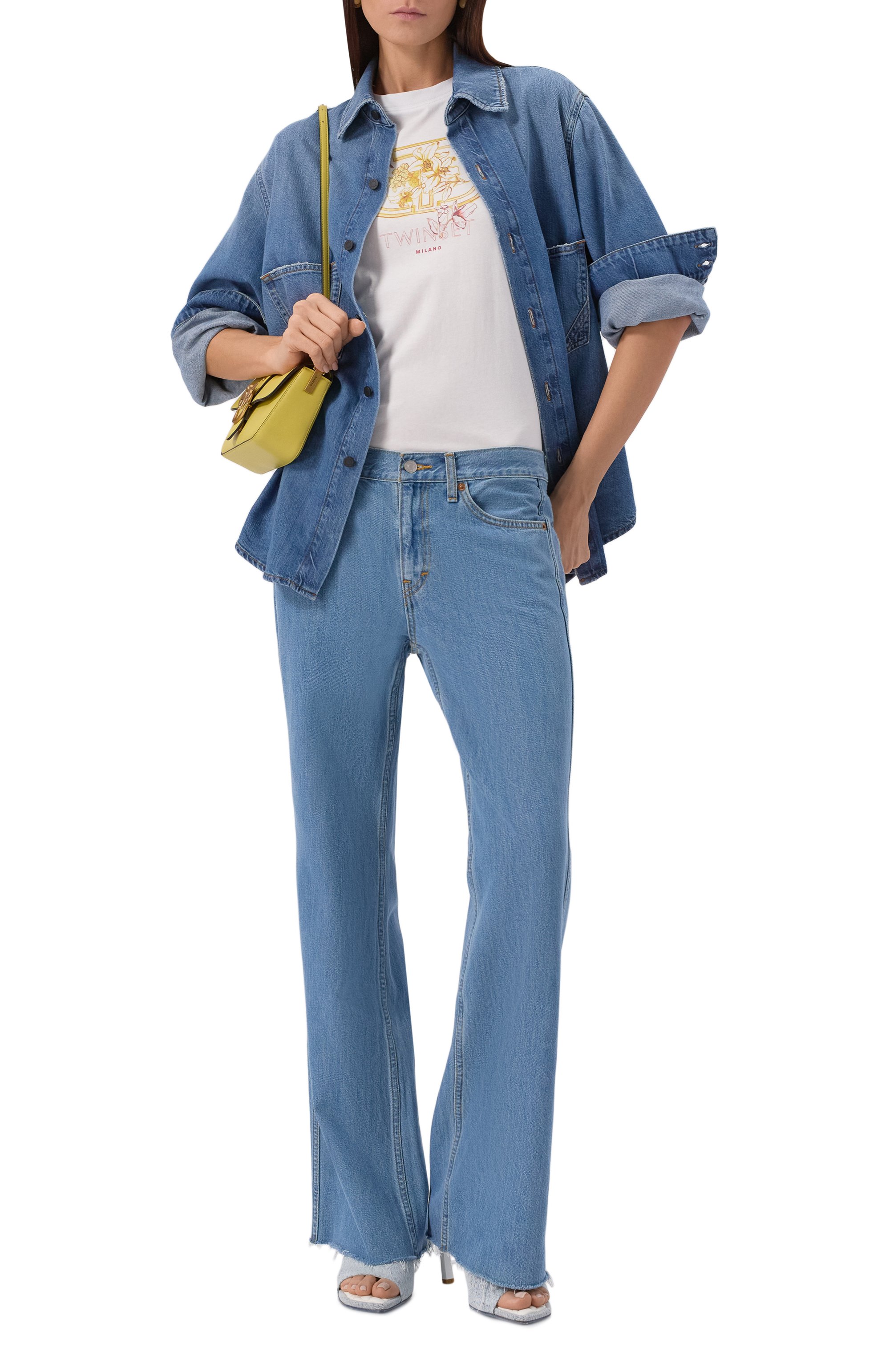 Хлопковая футболка TWINSET белого цвета по цене 10900 руб., арт. 251TP2075, фото 2 Хлопковая футболка TWINSET, арт. 251TP2075, фото 2