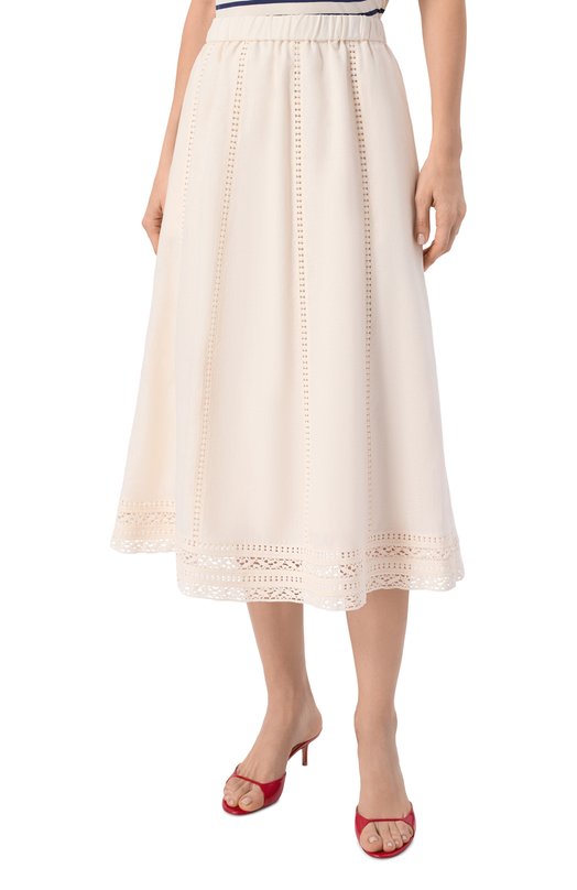 Льняная юбка Weekend Max Mara WKDGERG0 Кремовый  WKDGERG0 Фото 3