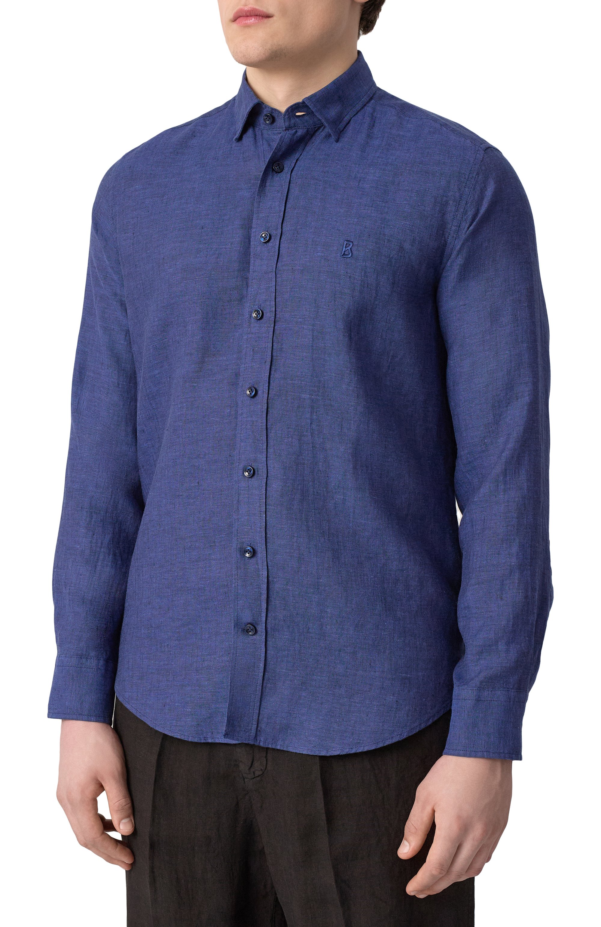 Льняная рубашка BOGNER синего цвета по цене 24900 руб., арт. 58842973, фото 3 Льняная рубашка BOGNER, арт. 58842973, фото 3