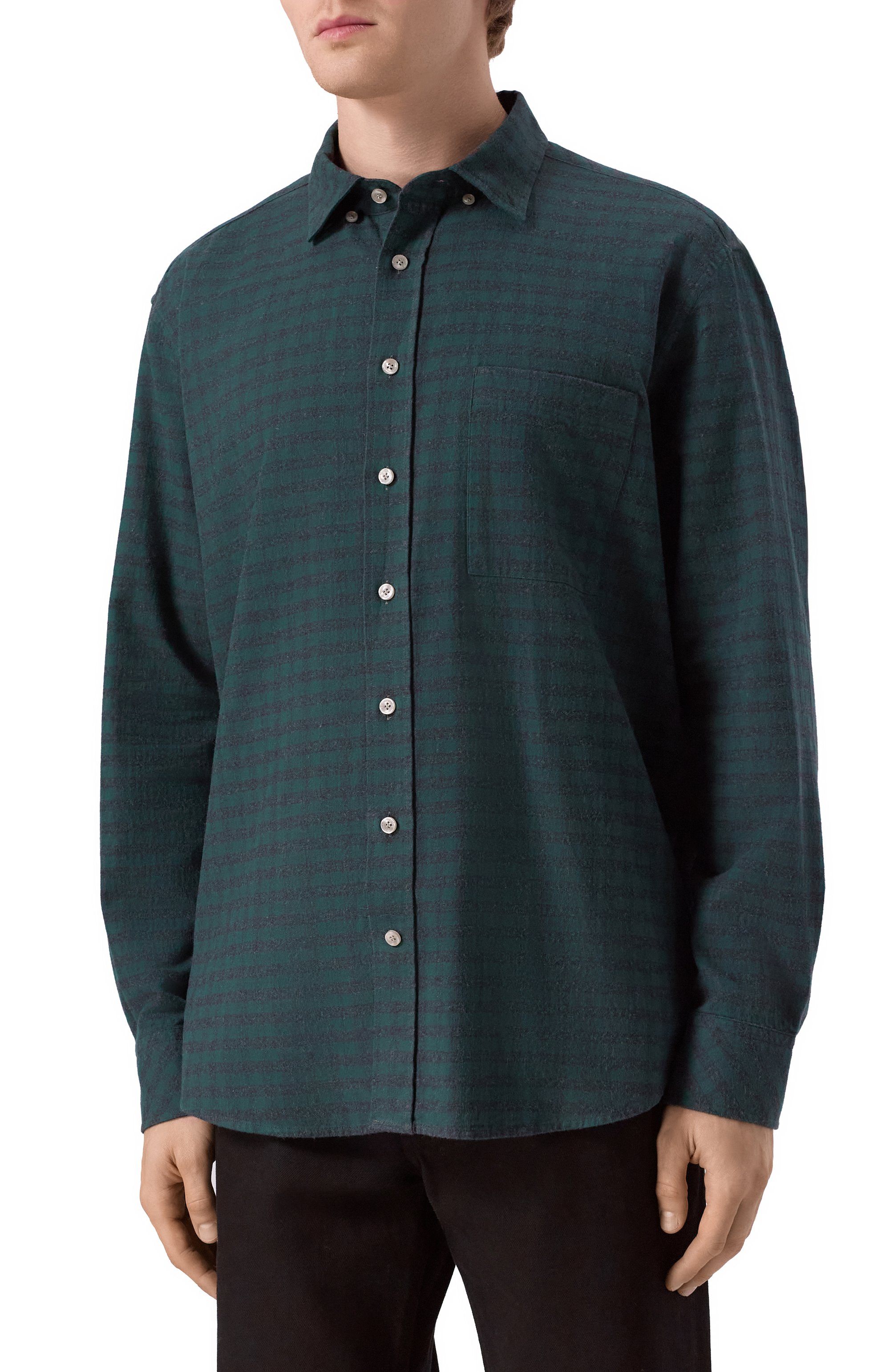 Хлопковая рубашка BOGNER темно-зеленого цвета по цене 23700 руб., арт. 58819827, фото 3 Хлопковая рубашка BOGNER, арт. 58819827, фото 3