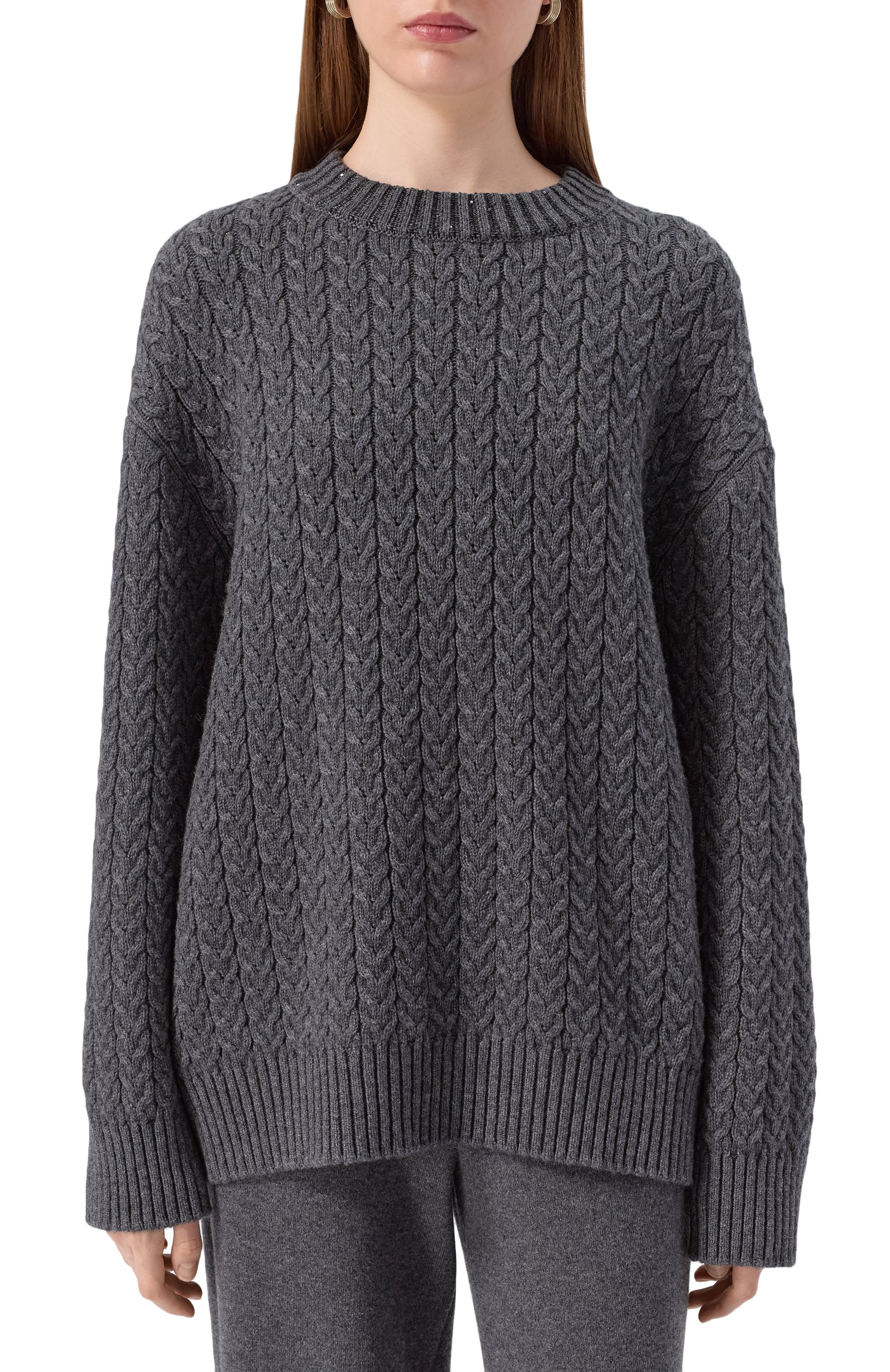 Свитер из шерсти и кашемира FREEAGE темно-серого цвета по цене 59400 руб., арт. W26.JM145.2030.991, фото 3 Свитер из шерсти и кашемира FREEAGE, арт. W26.JM145.2030.991, фото 3