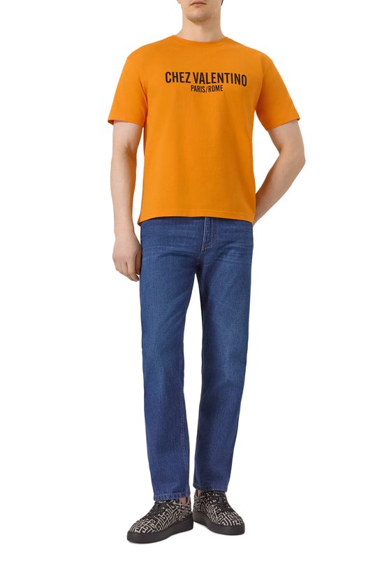 Хлопковая футболка Valentino 6V3MG16P/APG Оранжевый  6V3MG16P/APG Фото 2