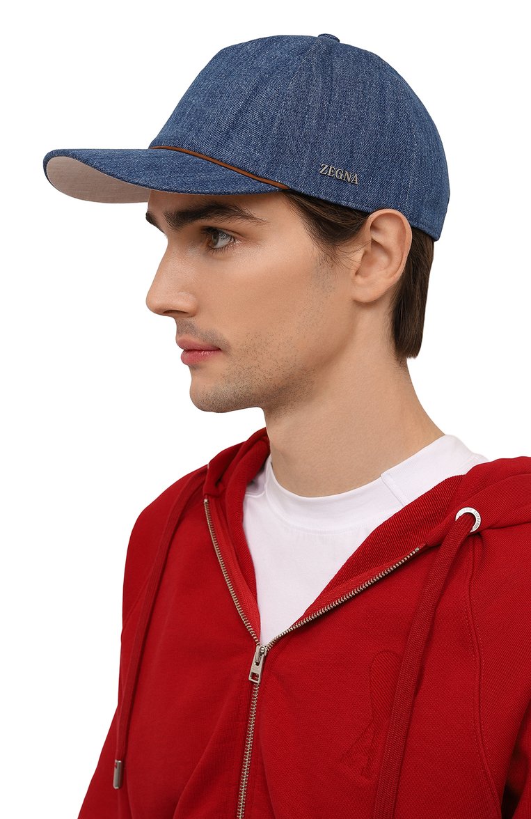 Мужская джинсовая бейсболка ZEGNA синего цвета, арт. Z7I14HA7/B7C | Фото 2 (Материал: Хлопок, Текстиль, Деним; Нос: Не проставлено; Автоматизация состава: Проставлено)