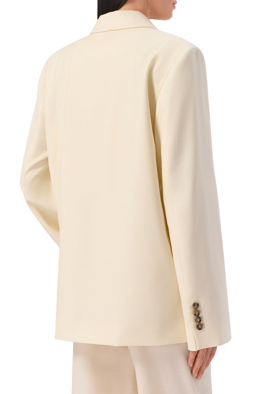 Жакет из шерсти и шелка Loulou de Saison N0RMA Кремовый  N0RMA Фото 4