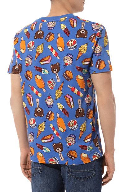 Хлопковая футболка MOSCHINO синего цвета по цене 11000 руб., арт. A0712/9413, фото 4 Хлопковая футболка MOSCHINO, арт. A0712/9413, фото 4