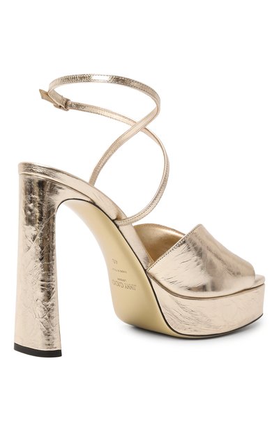 Кожаные босоножки karli platform 125 JIMMY CHOO золотого цвета по цене 125500 руб., арт. KARLIPF125BYK, фото 5 Кожаные босоножки karli platform 125 JIMMY CHOO, арт. KARLIPF125BYK, фото 5