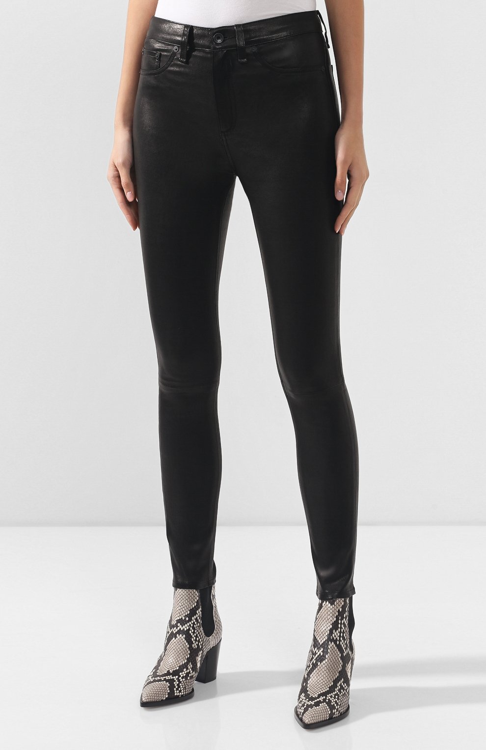 Кожаные брюки RAG AND BONE черного цвета по цене 110500 руб., арт. W1632L034BLK, фото 3 Кожаные брюки RAG AND BONE, арт. W1632L034BLK, фото 3