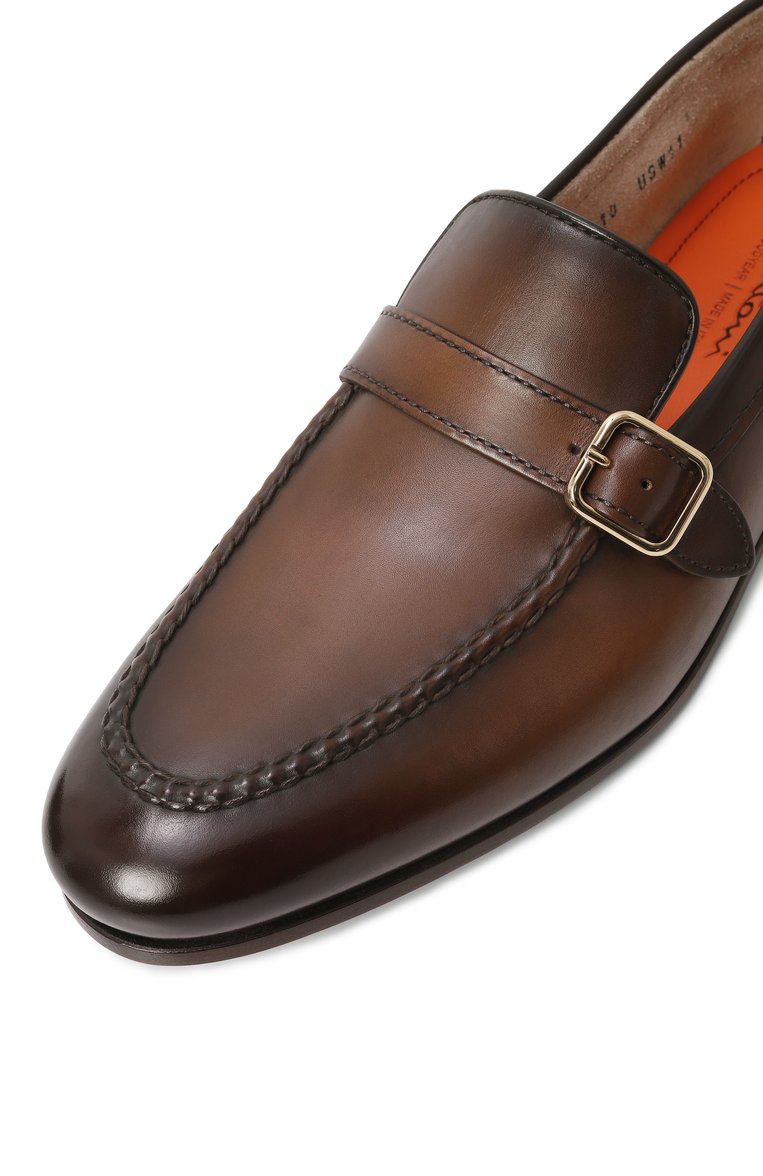 Мужские кожаные лоферы SANTONI темно-коричневого цвета, арт. MCNG18005SA4SLAS | Фото 7 (Нос: Не проставлено; Материал сплава: Проставлено; Материал внешний: Натуральная кожа; Материал внутренний: Натуральная кожа; Стили: Классический)