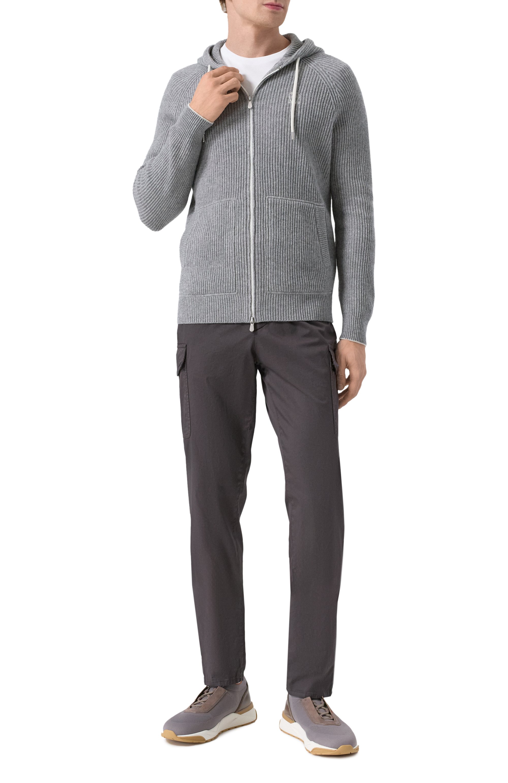 Кашемировый кардиган BRUNELLO CUCINELLI серого цвета по цене 415000 руб., арт. M22704806G, фото 2 Кашемировый кардиган BRUNELLO CUCINELLI, арт. M22704806G, фото 2