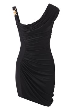 Женское платье из вискозы VERSACE черного цвета, арт. 1014126/1A00572 | Фото 1 (Материал внешний: Вискоза; Материал сплава: Проставлено; Драгоценные камни: Проставлен�о; Длина Ж (юбки, платья, шорты): Мини; Женское Кросс-КТ: Платье-одежда; Стили: Гламурный; Случай: Коктейльный; Рукава: На бретелях)