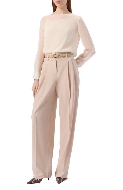 Шерстяные брюки Max Mara Studio ENTRATA Бежевый  ENTRATA Фото 2