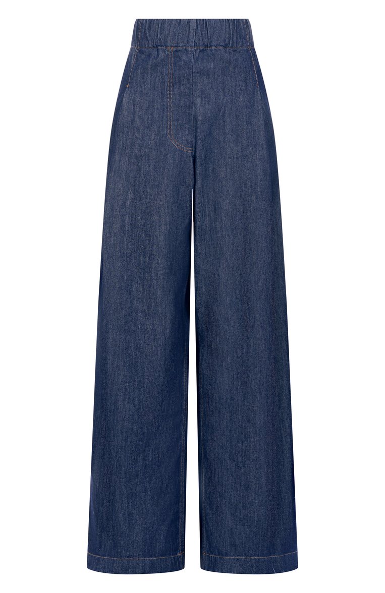 Женские джинсы DRIES VAN NOTEN синего цвета, арт. 251-010936-1553 | Фото 1 (Длина (брюки, джинсы): Удлиненные; Материал внешний: Хлопок, Деним; Силуэт Ж (брюки и джинсы): Широкие; Кросс-КТ: Деним; Стили: Минимализм; Автоматизация состава: Проставлено; Автоматизация ТО: Проставлено)