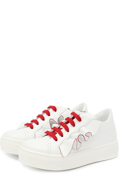 Кожаные кеды с оборками на толстой подошве FENDI, арт. JFR193/A1T0/24-27, фото 1