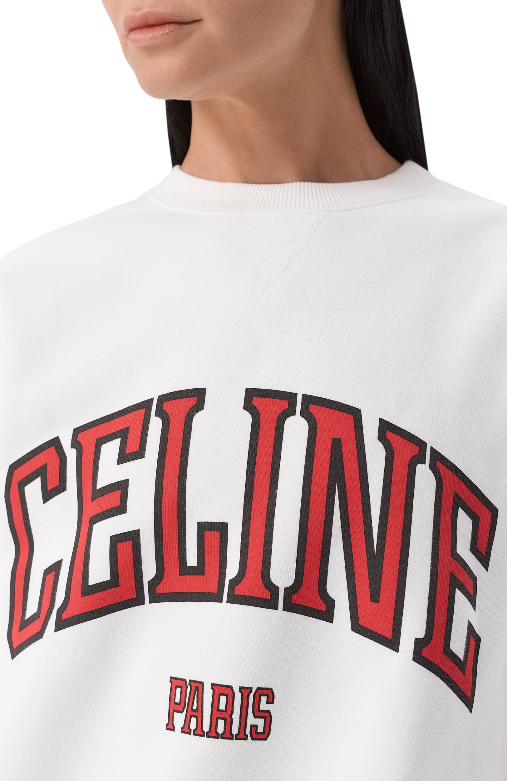 Хлопковый свитшот CELINE белого цвета по цене 131000 руб., арт. RY119/1233, фото 5 Хлопковый свитшот CELINE, арт. RY119/1233, фото 5