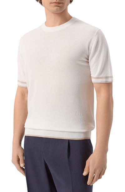 Джемпер изо льна и вискозы BOSS белого цвета по цене 23950 руб., арт. 50560491, фото 3 Джемпер изо льна и вискозы BOSS, арт. 50560491, фото 3