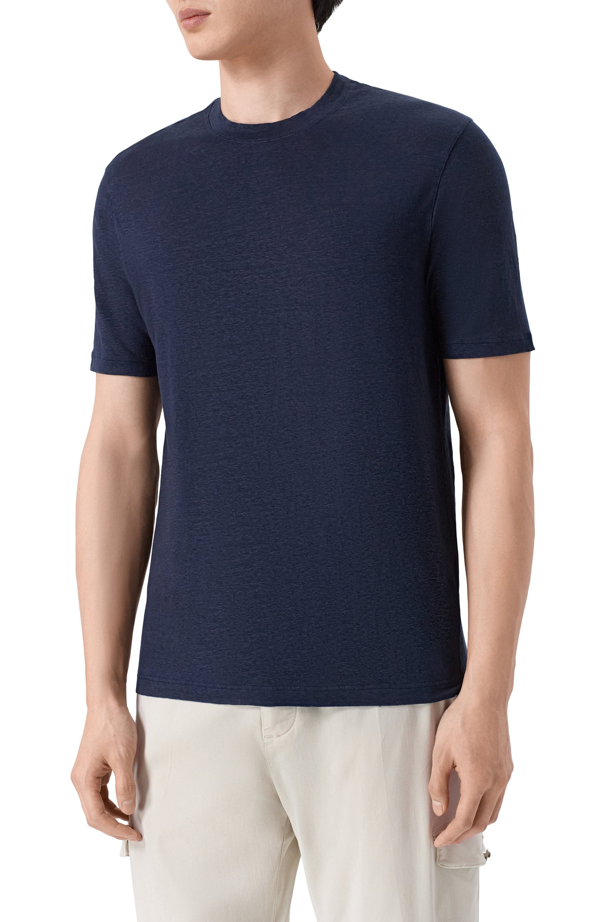 Льняная футболка ANDREA CAMPAGNA темно-синего цвета по цене 22700 руб., арт. TSMC/JERLIN, фото 3 Льняная футболка ANDREA CAMPAGNA, арт. TSMC/JERLIN, фото 3
