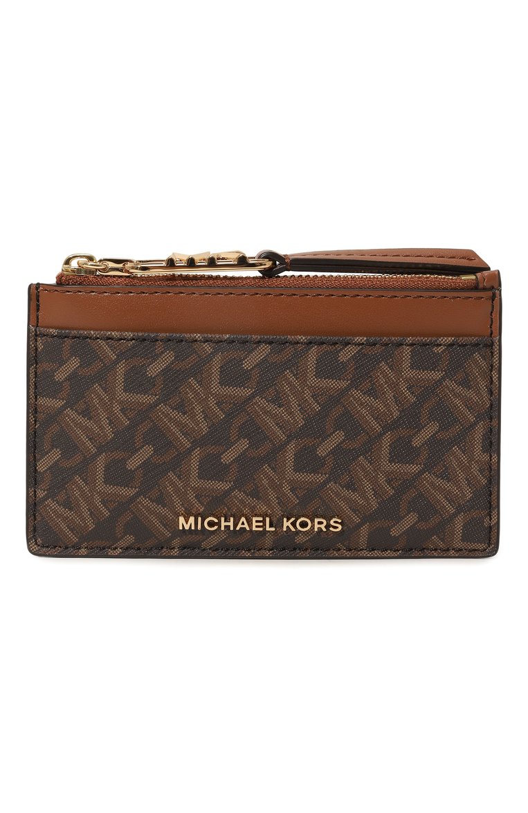 Женский футляр для кредитных карт MICHAEL MICHAEL KORS коричневого цвета, арт. 34H3G8ED1B | Фото 1 (Нос: Не проставлено; Материал сплава: Проставлено; Материал: Пластик)