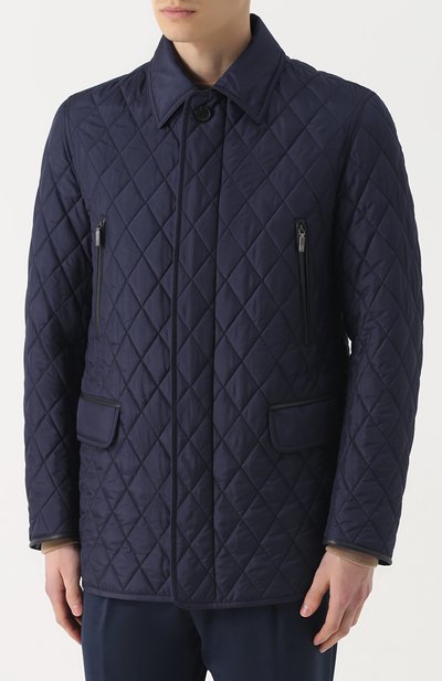 Удлиненная стеганая куртка на молнии с отделкой из натуральной кожи BRIONI, арт. SFMI/0642S, фото 3