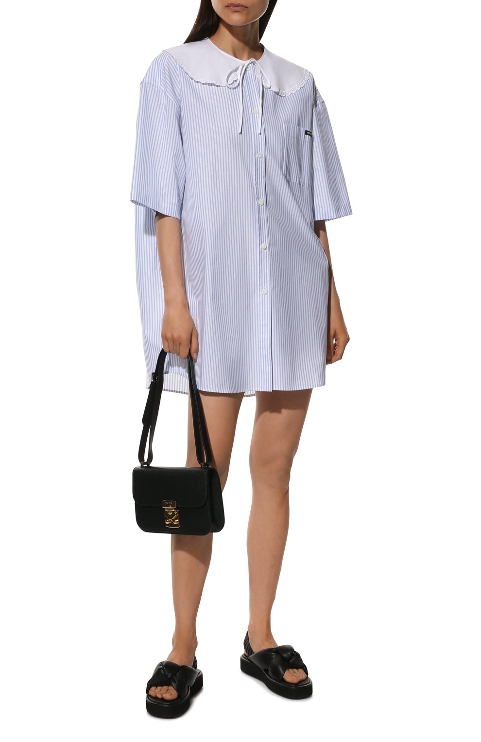 Хлопковое платье MIU MIU голубого цвета по цене 115000 руб., арт. MF4528-10MI-F0012, фото 2 Хлопковое платье MIU MIU, арт. MF4528-10MI-F0012, фото 2