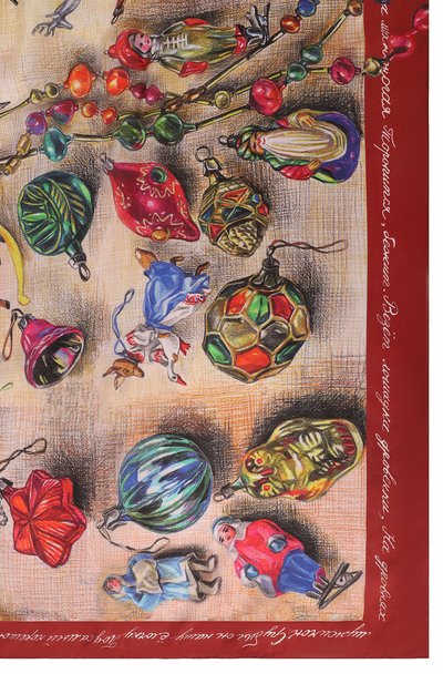 Шелковая шаль новогодние игрушки GOURJI, арт. 91145437/6251108, фото 3