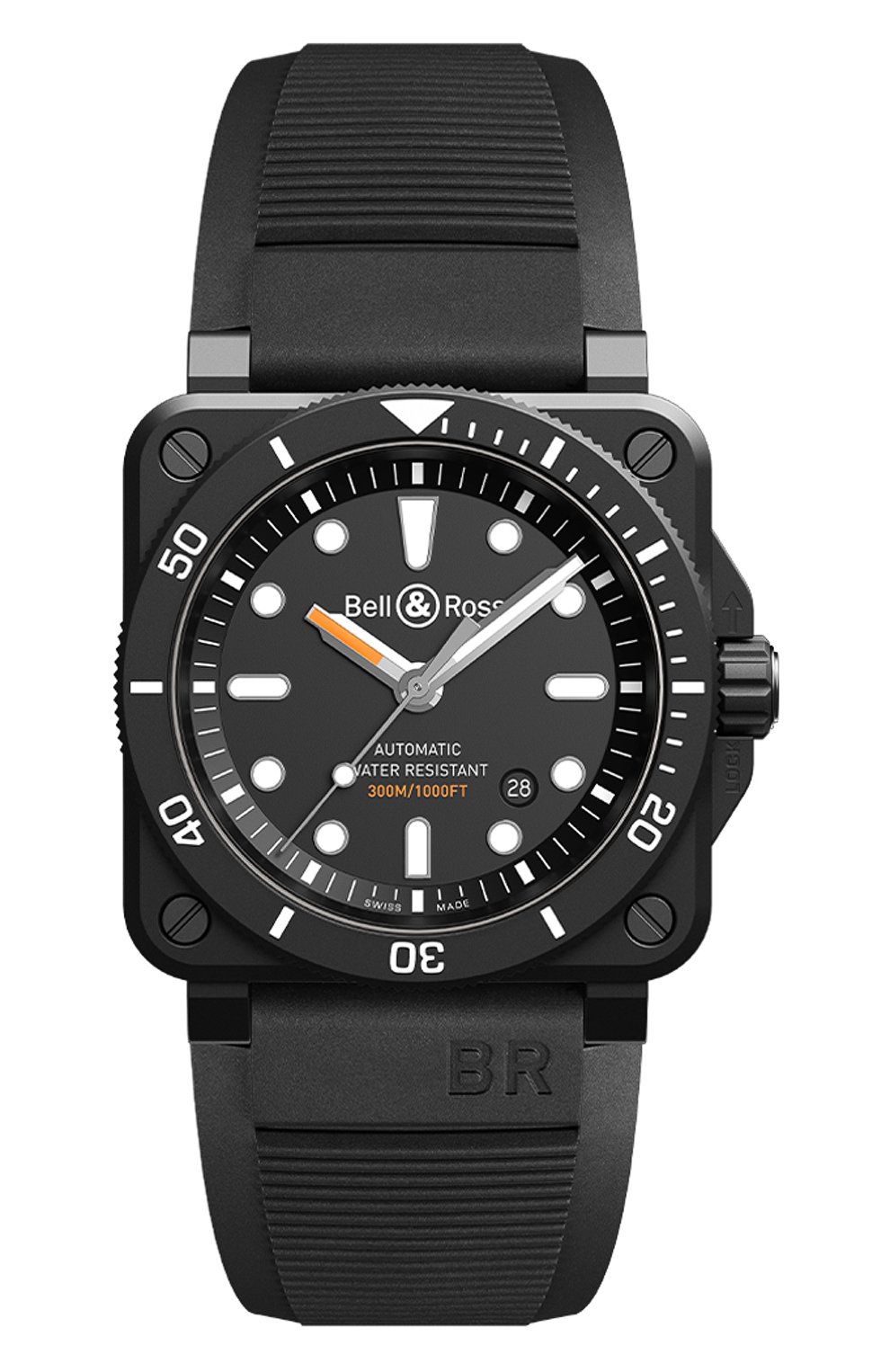 Часы br 03-92 diver black matte BELL AND ROSS бесцветного цвета по цене 708500 руб., арт. BR0392-D-BL-CE/SRB, фото 1 Часы br 03-92 diver black matte BELL AND ROSS, арт. BR0392-D-BL-CE/SRB, фото 1