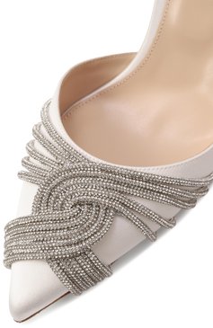 Женские текстильные туфли gatsby 75 AQUAZZURA молочного цвета, арт. GASMIDBR-SAT-FFF | Фото 7 (Материал внутренний: Натуральная кожа; Материал внешний: Текстиль; Нос: Не проставлено; Женское Кросс-КТ: Слингбэки; Каблук тип: Шпилька)