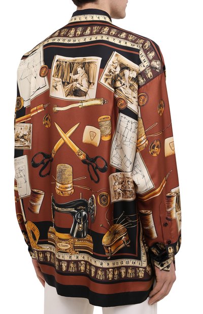 Шелковая рубашка DOLCE & GABBANA разноцветного цвета по цене 141000 руб., арт. G5IB9T/FI13Q, фото 4 Шелковая рубашка DOLCE & GABBANA, арт. G5IB9T/FI13Q, фото 4