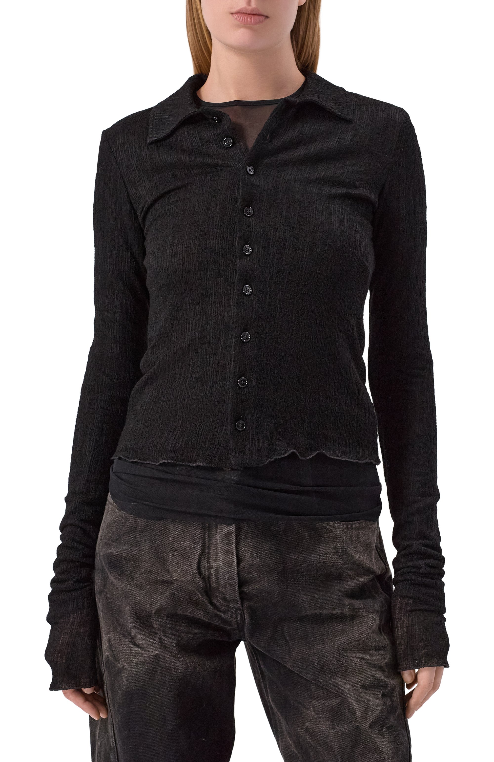 Шерстяная рубашка ANN DEMEULEMEESTER черного цвета по цене 78750 руб., арт. B0013581/FA619, фото 3 Шерстяная рубашка ANN DEMEULEMEESTER, арт. B0013581/FA619, фото 3