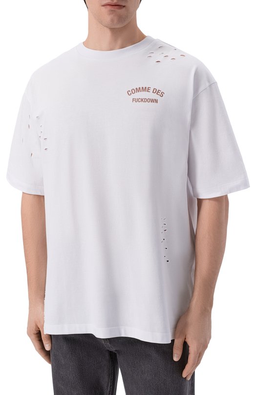 Хлопковая футболка Comme des Fuckdown CFABM01923 Белый  CFABM01923 Фото 3