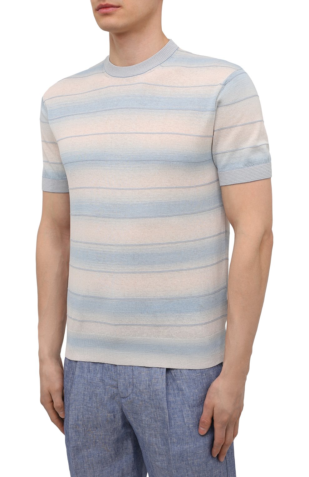 Хлопковый джемпер ZEGNA голубого цвета по цене 36200 руб., арт. VWR10/ZZ112, фото 3 Хлопковый джемпер ZEGNA, арт. VWR10/ZZ112, фото 3