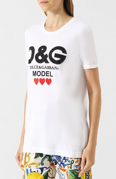 Хлопковая футболка с круглым вырезом и логотипом бренда DOLCE & GABBANA, арт. F8K74T/FH736, фото 3