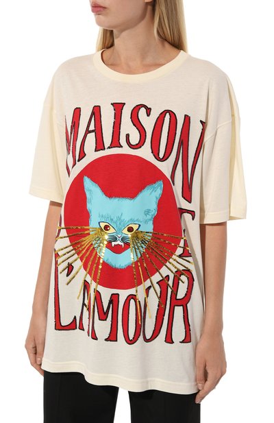 Хлопковая футболка GUCCI, арт. 539081 XJBUJ, фото 3